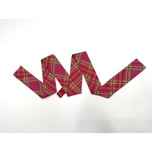 Goodheart Pink Tartan Plaid Skinny Scarf Neck Purse Accessory Handfasting Ribbon